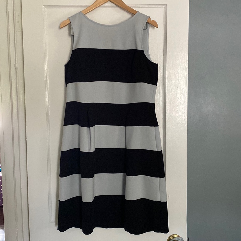 LOFT Stripped Pleated Dress - Size 12